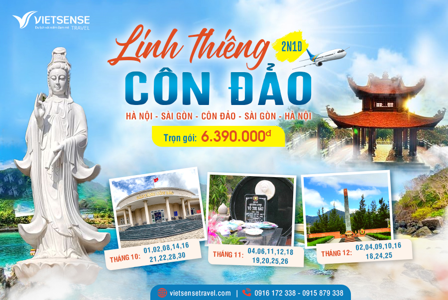 2414005: TOUR DU LỊCH CÔN ĐẢO TRỌN GÓI 3 NGÀY 2 ĐÊM