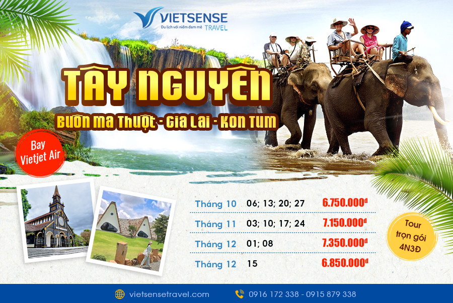 2414006: TOUR DU LỊCH TÂY NGUYÊN 4 NGÀY 3 ĐÊM 